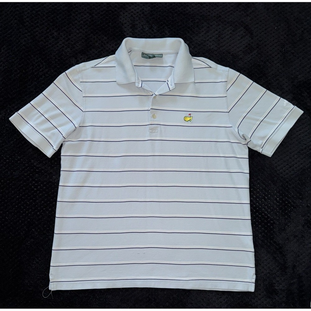 Masters Collection Mens Golf Shirt Light Blue Stripe Size Large
